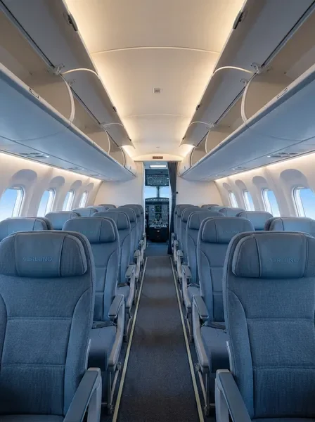 תא נוסעים במטוס מודרני המציג קיבולת זמינה